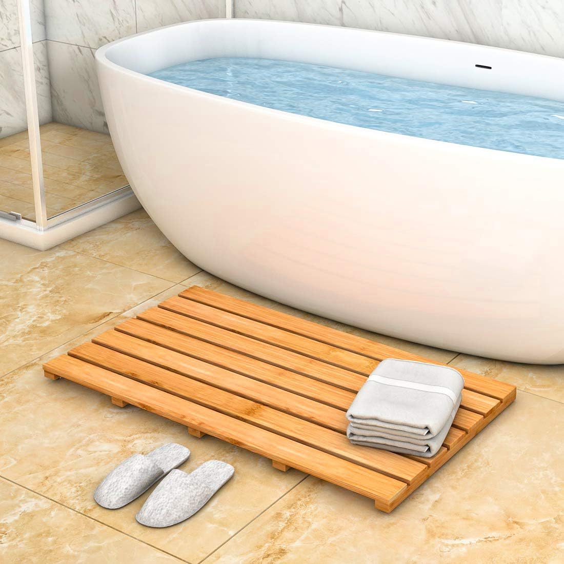 Non-Slip Bamboo Wooden Bath Mat