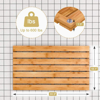 Non-Slip Bamboo Wooden Bath Mat