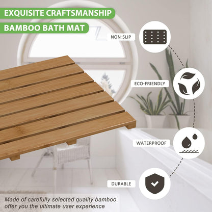 Non-Slip Bamboo Wooden Bath Mat