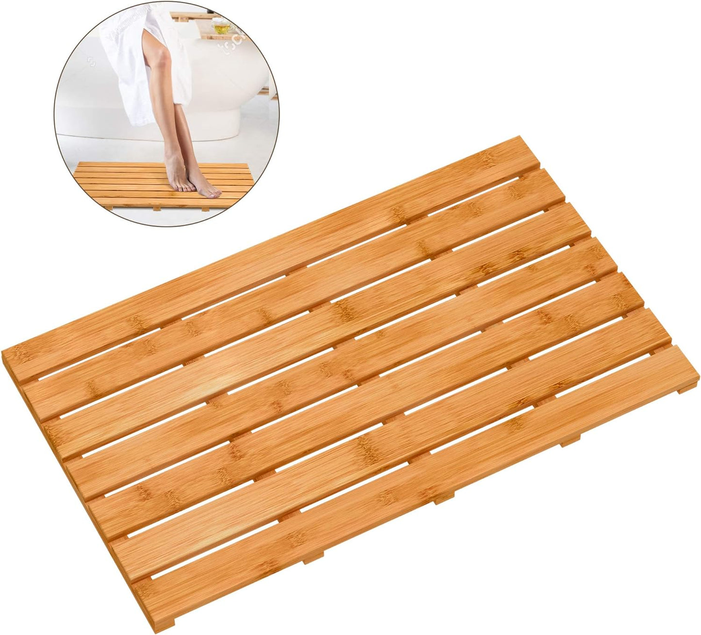 Non-Slip Bamboo Wooden Bath Mat