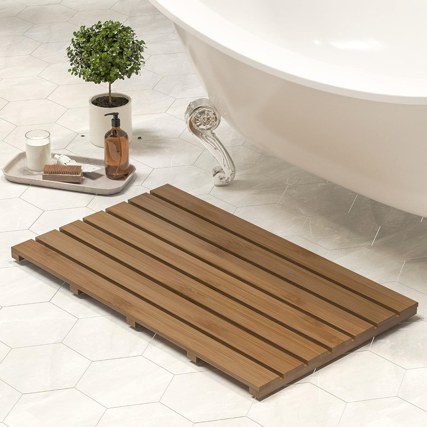 Non-Slip Bamboo Wooden Bath Mat